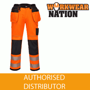 Portwest Hi Vis Holster Safety Trousers with Knee Pockets Contrast Colours T501