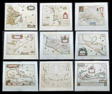 1662 Joan Blaeu Complete Set of 9 Antique Maps of North America from Atlas Major