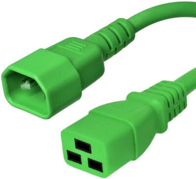 8FT IEC C14 - C19 Green Power Cord 14AWG 15A/1875W 100-250V 2.4M