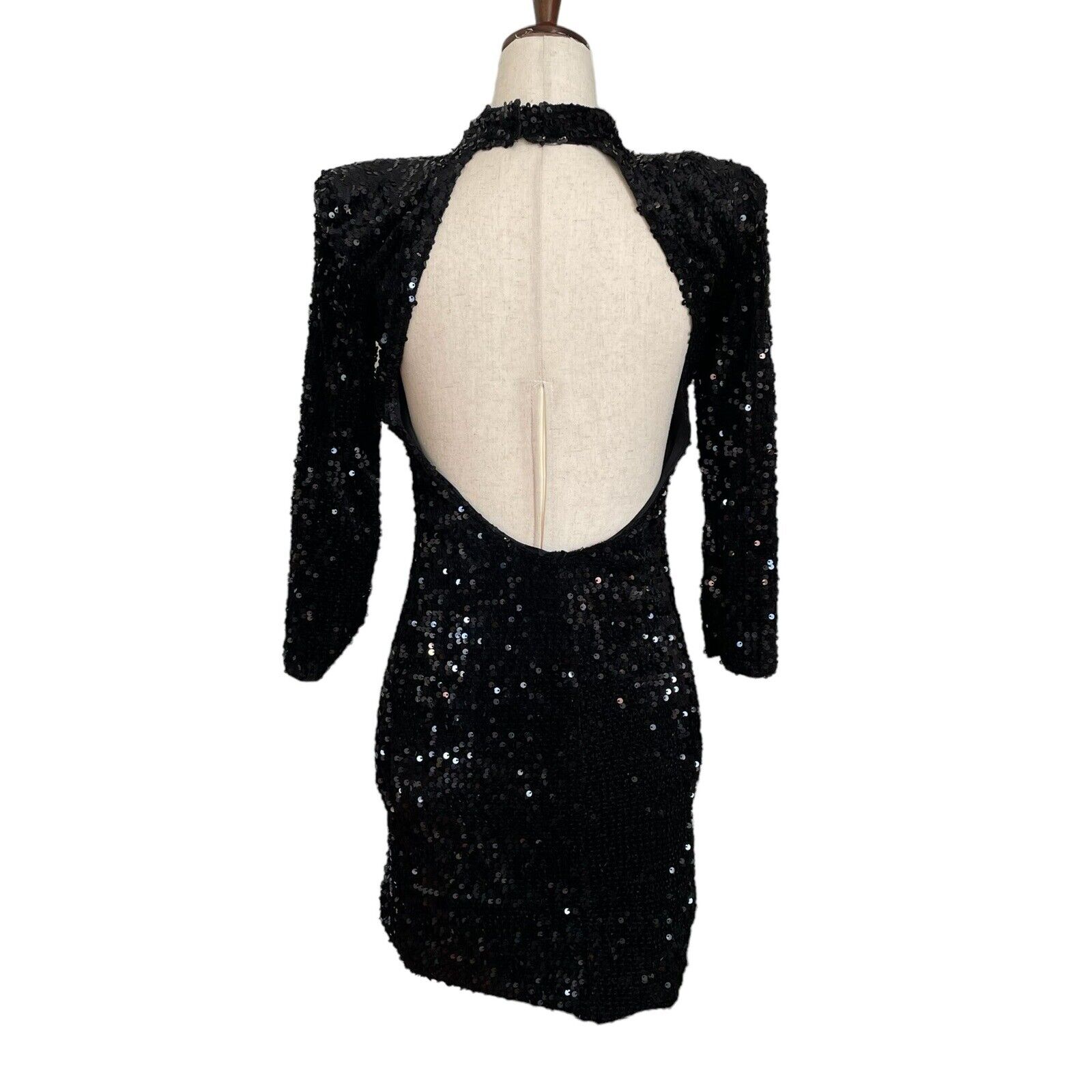 Zara Long Sleeve Sequin Backless Mini Dress Size … - image 4