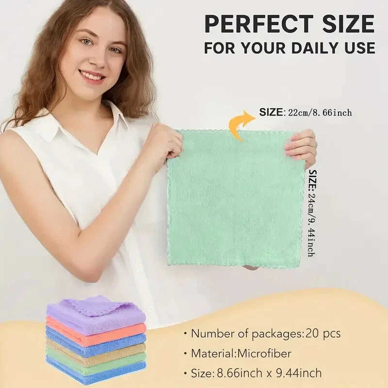 Toallas de mano pequeñas 24x24 cm toalla facial de lana coralina para niños toalla de absorción de agua Foto 2 de 4