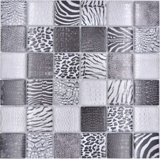 Piastrelle IN Vetro A Mosaico Bianco Tigre Grigio Specchio Küchenwand