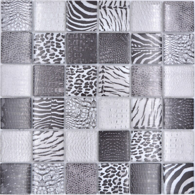 Glasmosaik Mosaikfliesen white tiger Weiß Grau Fliesenspiegel Küchenwand 