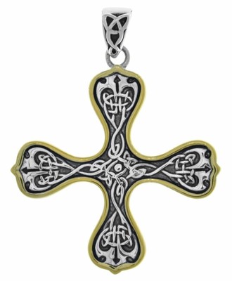 Jewelry Trends Celtic Knot Cross Sterling Silver Pendant 14kt Gold-Plated Detail