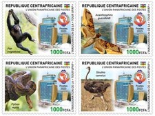 2024 05- CENTRAL AFRICAN  - PAPU & AFRICAN ANIMALS         4V    MNH ** T