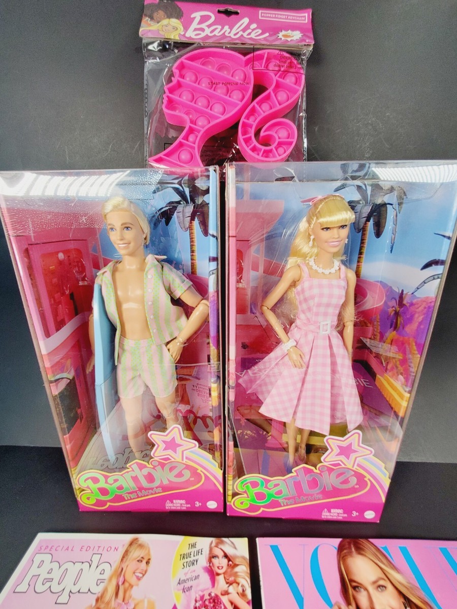 NEW Lot Five (5) 2023 Barbie The Movie Dolls, Magazines More