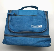Travelbag Hanging Travel Toiletry Bag Blue Organizer Compartments Zip Wash Kit