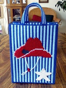 GIDDY UP GIFT TOTE WITH PONY TOY HANDMADE IN PLASTIC CANVAS 