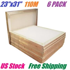 6 PACK  23" x 31" Aluminum Frame Silk Screen Printing Screens, 110 White Mesh