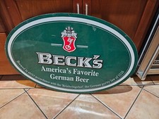 Vintage Beck’s  Beer Metal Oval Sign 35”x24” Germany