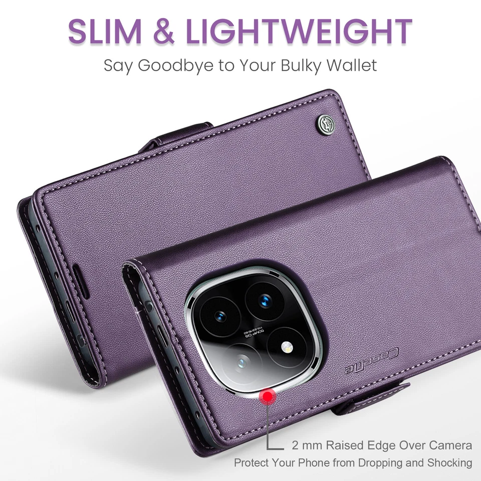 Para Xiaomi Redmi Note 14 Pro, Lujo Abatible Cuero Premium Billetera Tarjeta Estuche Cubierta Foto 4 de 4