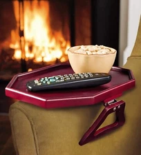 JUMBL Wooden Clip On Arm Table With Protective Lip - Cherry