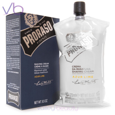 PRORASO Single Blade Azur Lime Professional Luxurious Shaving Cream, Barber Size