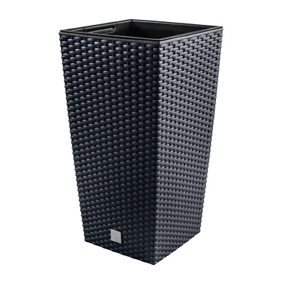 Blumentopf + Einsatz Blumenkübel Rattan-Optik RATO SQUARE DRTS200 Anthrazit