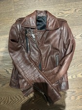 Balenciaga Leather Biker Moto Jacket Brown - Size Uk 8 Eu 36 Us 4