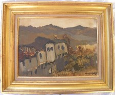 Necdet Kalay (Erzurum 1932- Istanbul 1986) Paesaggio con case OLIO cm 25x33 1975
