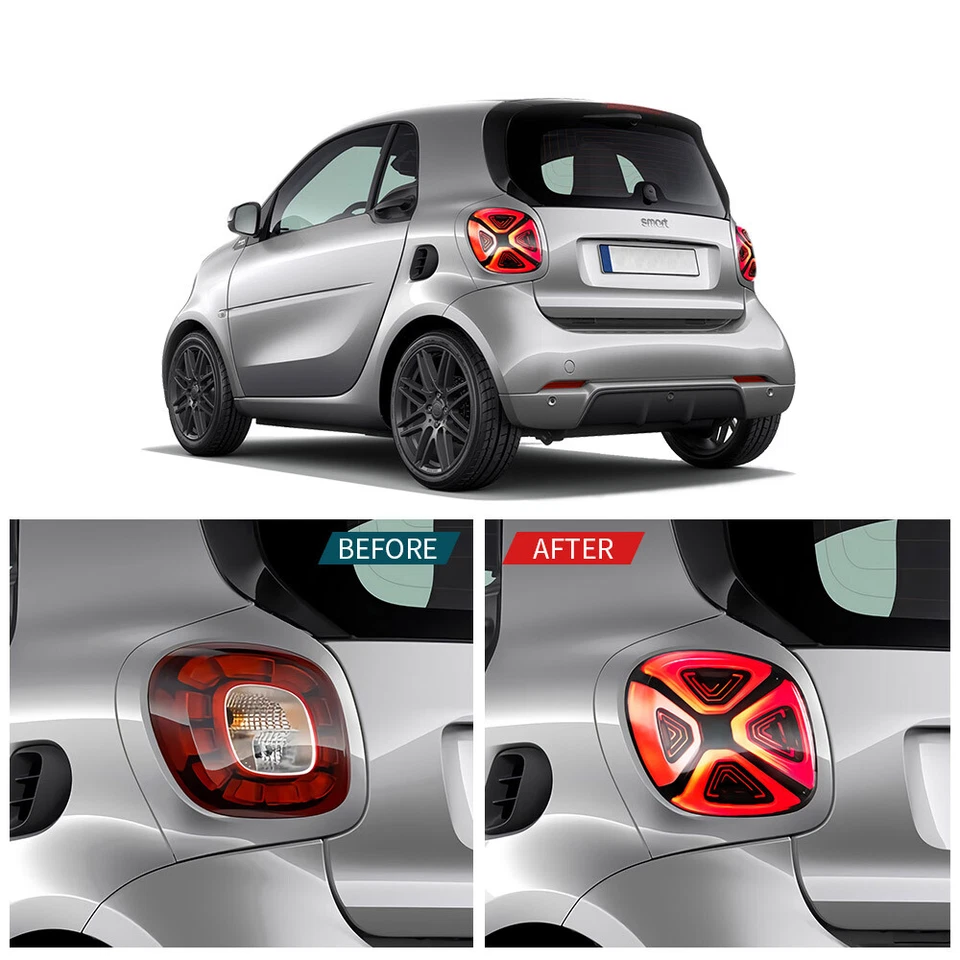 2015-2019 LED Tail Lights Smoked Lens For Mercedez Benz Smart 453 Fortwo Forfour - Image 3 of 4