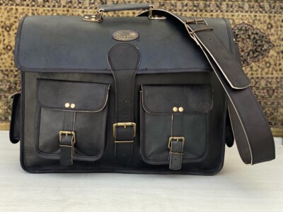 18 Inch Men Vintage Leather Shoulder Satchel Laptop Bag Messenger (Handmade Bag)