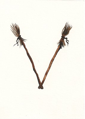 HALLOWEEN ALPHABET LETTER V ACEO RYTA SCRAPBOOKING CALLIGRAPHY Brooms ...