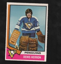 1974-75 OPC O PEE CHEE #45 DENIS HERRON RC PITTSBURGH PENGUINS CLEAN SHARP