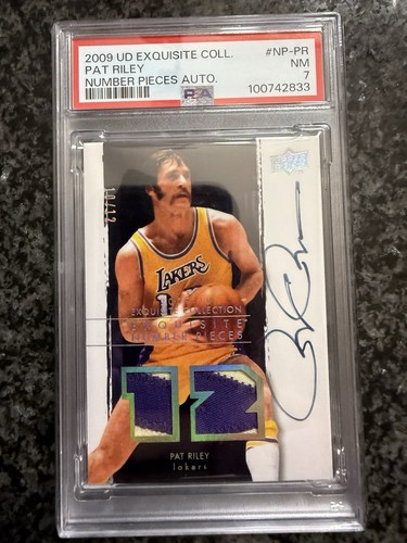 Pat Riley 2009-10 Upper Deck Exquisite Number Pieces Patch Auto /12 Lakers PSA 7