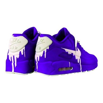 Custom Nike Air Max 90 - Grape White Drip - Hand-Painted - Dripped Nike Shoes