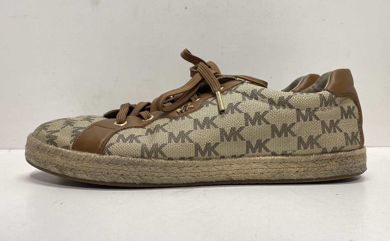 Michael Kors Kendrick Brown Acorn Logo Espadrille Sneakers Women's Size 9M