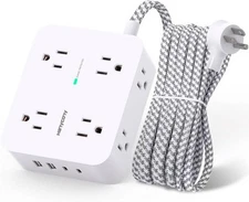 HANYCONY Akım Koruyucu: 8 Priz, 4 USB (2 Type-C), 5ft Uzatma Kablosu.