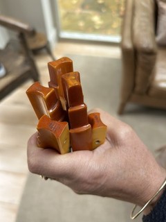 6 Phenolic Amber Bakelite Catalin 1930’s Component Handles not marbled old 156g