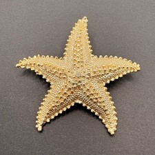Vintage Starfish Textured Gold Tone Brooch 2" Nature Ocean Beach Nautical
