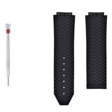 24MM RUBBER BAND STRAP FOR HUBLOT 44-45 H BIG BANG FUSION  SCREWDRIVER BLACK
