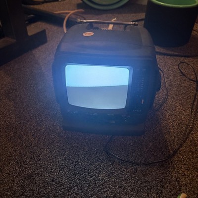 Vintage Mini CRT Tv Amtel 5''  With Av Ports Black and White TV Powers On