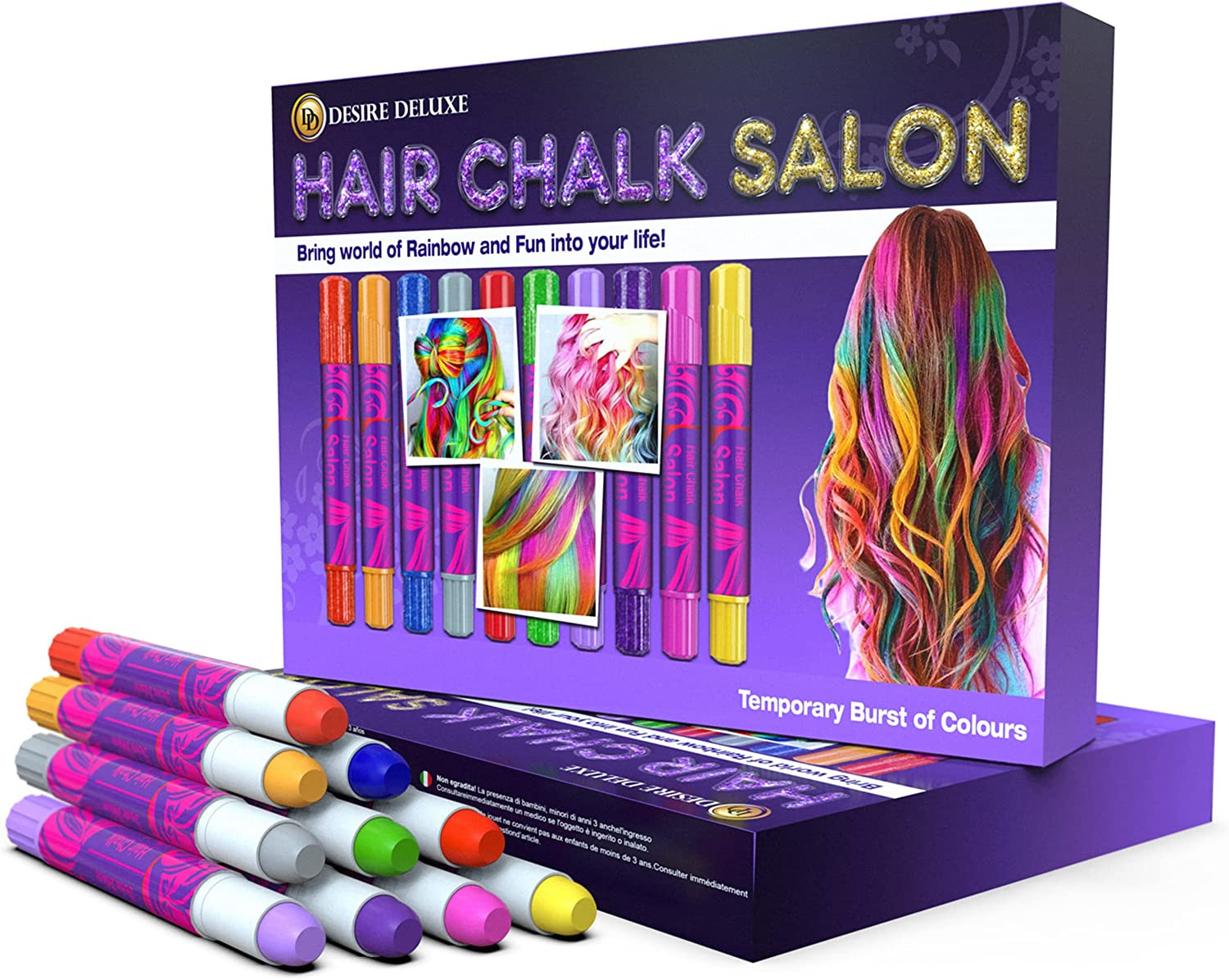 - Girls Gifts Hair Chalk 10 Temporary Non-Toxic Easy Washabl