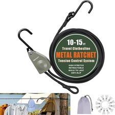 Retractable Travel Clothesline, Heavy Duty Pulley Clothes Line, 10Ft Green
