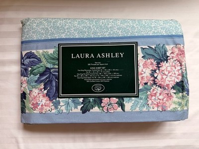 Laura Ashley Ashbourne Blue King Flat Sheet (only), 200 Thread Count