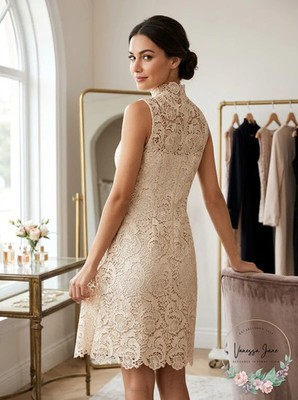 gracia lace dress Gracia Womens Lace Mini Midi Dress Beige L