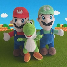 Mario Luigi And Yoshi Collectible Plush Toys Lot Of 3. Super Mario Brod Nintendo