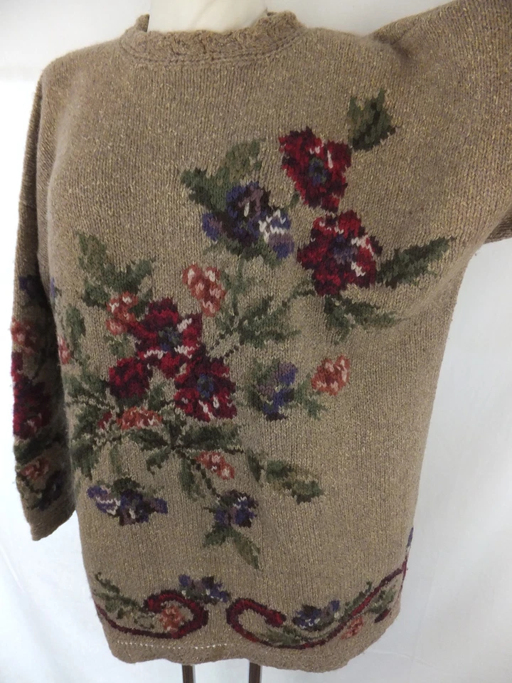 LAURA ASHLEY Vintage Pullover m. Wolle u. Seide - 46 / 48 - Blumenmuster - TOP - Bild 4 von 4