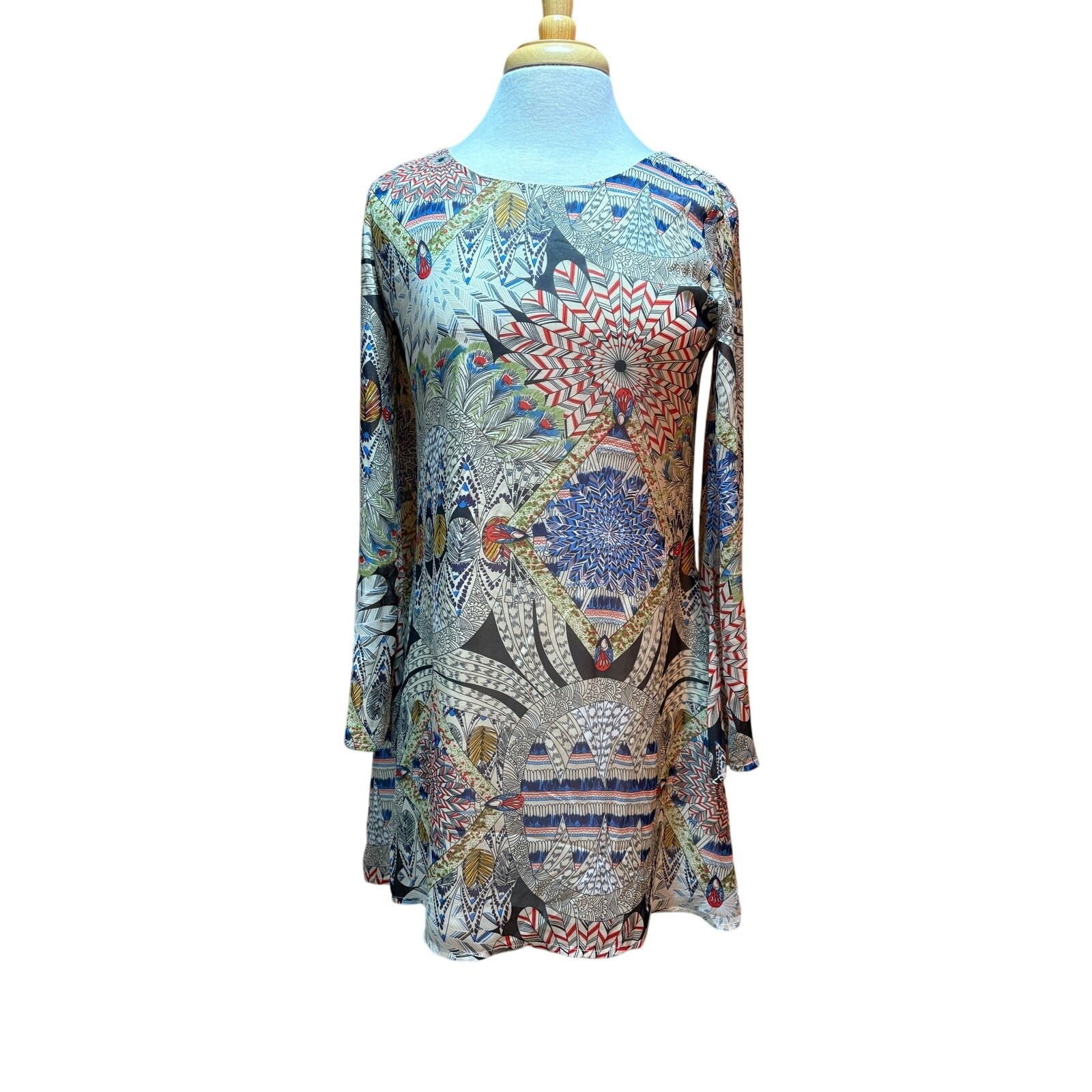 Entro Size Small Multi Patterned Long Sleeve Dress - image 1