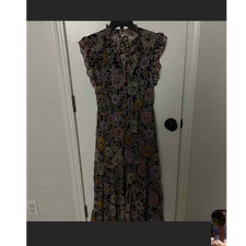 BB Dakota Steve Madden Floral Ruffle A-Line Long Maxi Dress Multicolor Size S