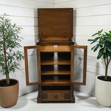 Old Charm Hi Fi Vinyl Record Cabinet Light Oak 3 Shelves Vintage Oak Unit