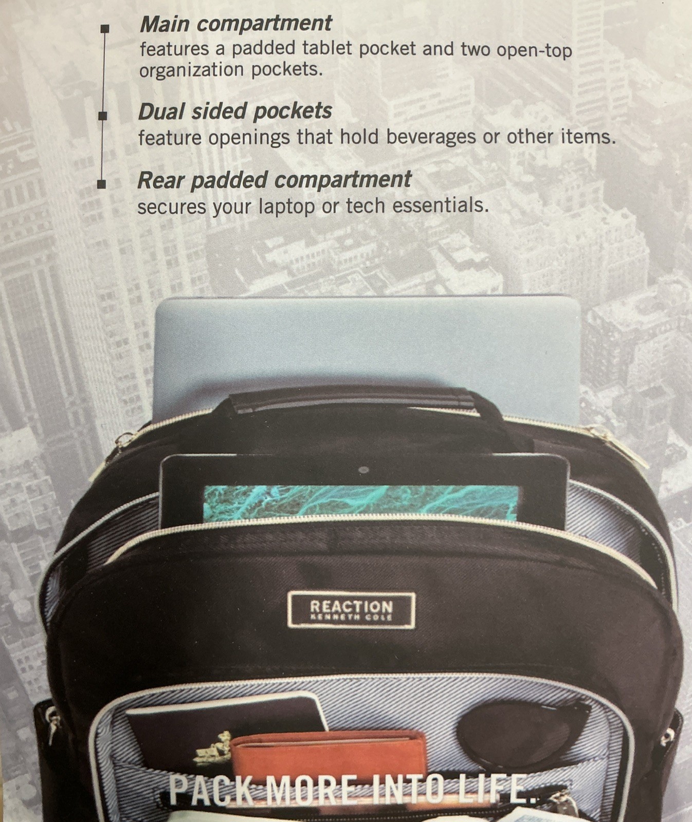 Kenneth Cole Reaction Chelsea Womens Chevron Quilted 15” Navy Laptop Backpack J5