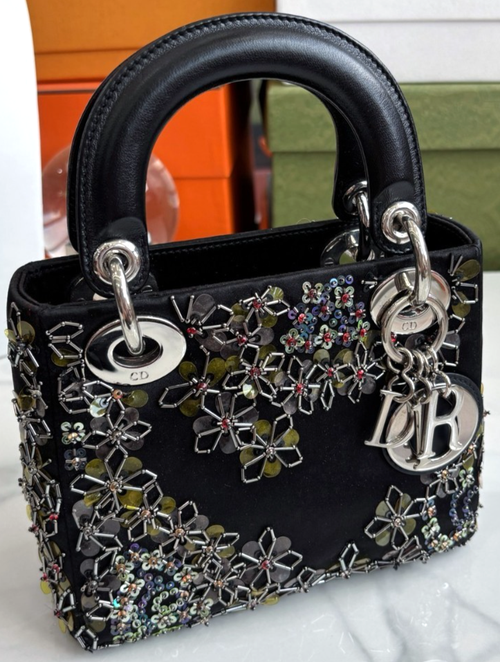 Christian Dior Lady Limited Edition Embroidered Satin 2WAY Shoulder Bag