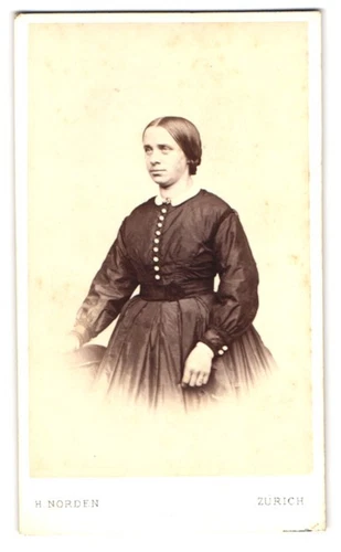 Fotografie H. Norden, Zürich, Portrait junge Dame im Kleid CDV /Kabinett-Foto - Bild 1 von 2