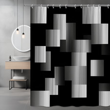Modern Black and White Striped Shower Curtain, Stylish Bathroom Decor