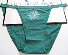 VICTORIA'S SECRET Cotton String Bikini Panty S M L XL Green NWT Snowflake VS