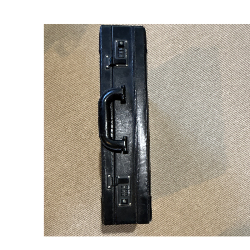 Black Leather Briefcase with Combination Lock Matte Finish