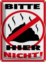 Blechschild 40X30 Cm Bitte Hier Nicht Kot Tiere Hund Deko Geschenk Metall Schild