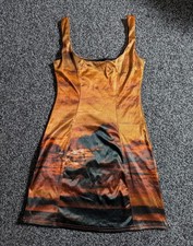 Urban Outfitters Mini Dress Size Small Orange Satin Sunset Ombre Bodycon