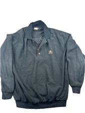 Vtg ROCHE Polo Sweatshirt Thermal Lined Black Pullover USA MADE Men's Large